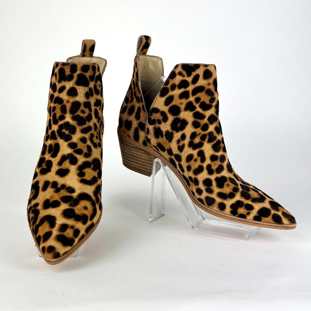 Sole Society Leopard Print Haircalf Bootie – Chic Pointed Toe, Size 8M